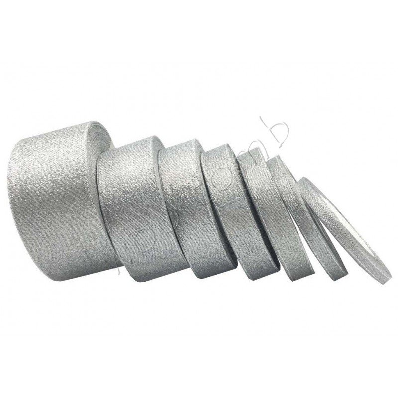 Tasiemka brokatowa 6mm - 46 m Srebrna