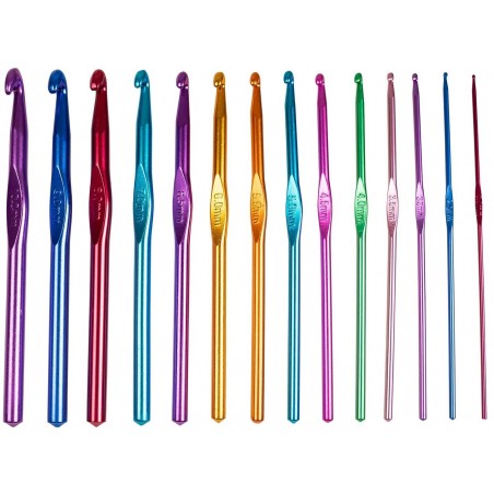 Zestaw 14 szt Szydełek kolorowych Szydełka 2-10 mm