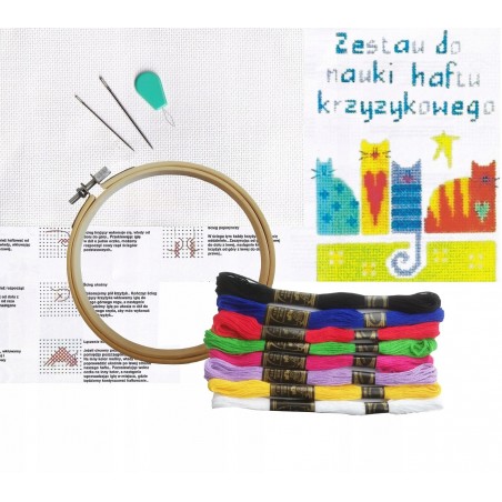 Zestaw do Nauki Haftu Krzyżykowego Tamborek Igły Mulina