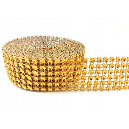 TAŚMA CYRKONIOWA 3cm DIAMENTOWA OZDOBNA ZŁOTA  17