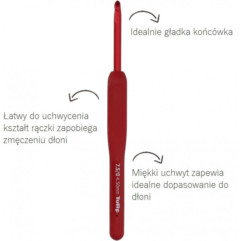 Japońskie Szydełka z Ergonomiczną Rączką Szydełko TULIP Etimo Red 2,5mm
