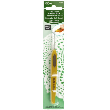 Szydełko z Ergonomiczną Rączką CLOVER Soft Touch Steel 0,6 mm