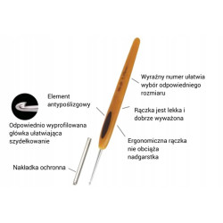 Szydełko z Ergonomiczną Rączką CLOVER Soft Touch Steel 3,75 mm