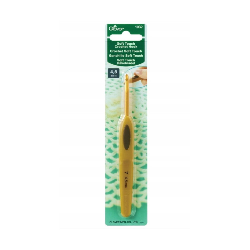 Szydełko z Ergonomiczną Rączką CLOVER Soft Touch Steel 4,5mm