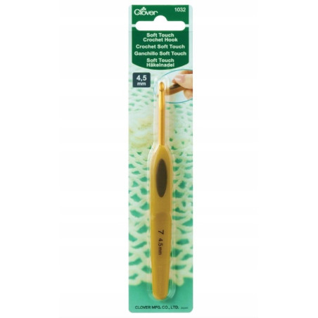 Szydełko z Ergonomiczną Rączką CLOVER Soft Touch Steel 4,5mm