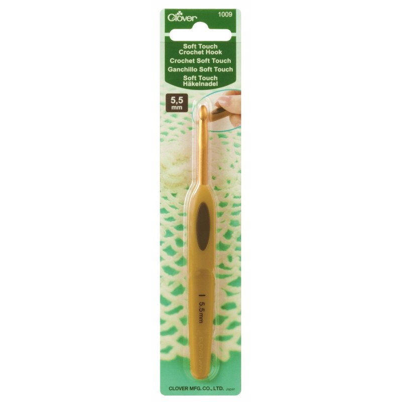 Szydełko z Ergonomiczną Rączką CLOVER Soft Touch Steel 5,5 mm