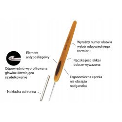 Szydełko z Ergonomiczną Rączką CLOVER Soft Touch Steel 5,5 mm