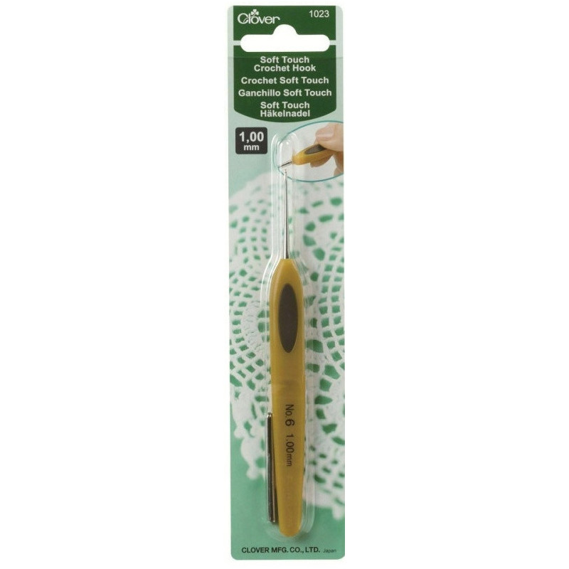 Szydełko z Ergonomiczną Rączką CLOVER Soft Touch Steel 1 mm