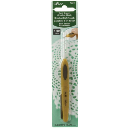 Szydełko z Ergonomiczną Rączką CLOVER Soft Touch Steel 1 mm